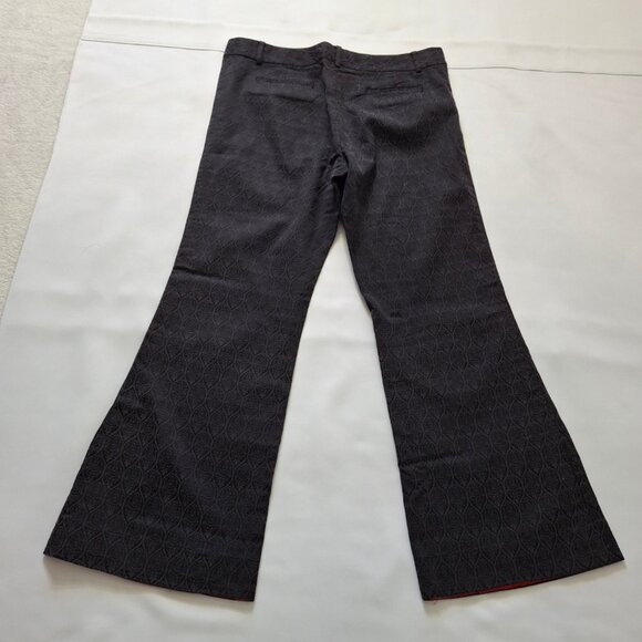 Tahari Faded Black Jaquard Bell Bottom Vintage Pants Sz M Peek A Boo Red Lining - Picture 10 of 14